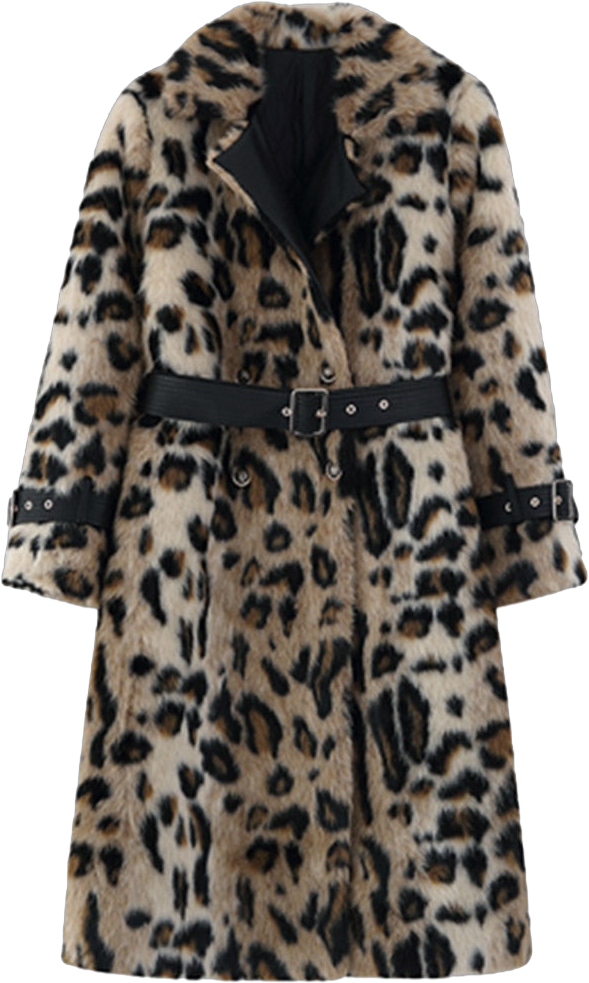 Best Womens Winter Long Leopard Print Warm Fluffy Faux Fur Trench Coat for Women Long Sleeve Double Breasted European Fashion 2021