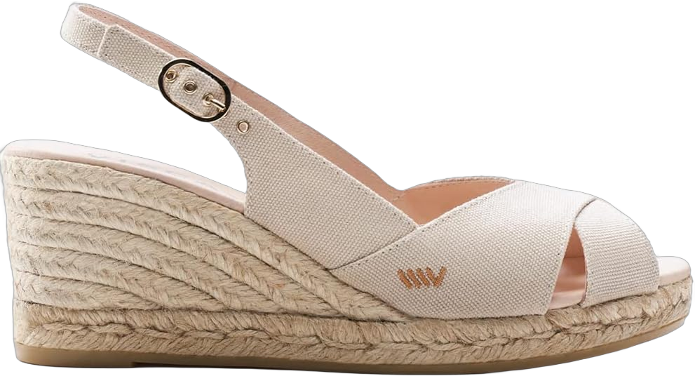 Viscata Llansa Canvas Wedge with Elegant Buckle Flattering 2 ½” Slingback Heel Women's Sandals with Breathable Organic Cotton Canvas and 100% Natural Jute Midsole for all Casual Occasions 7 Beige