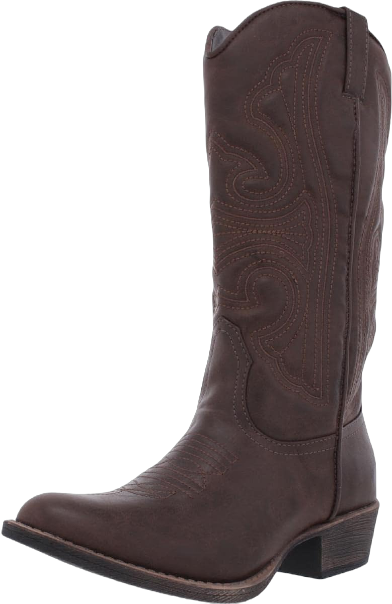 Coconuts by Matisse Legend Women's Faux Leather Embroidered Western Boots 8.5 Brown