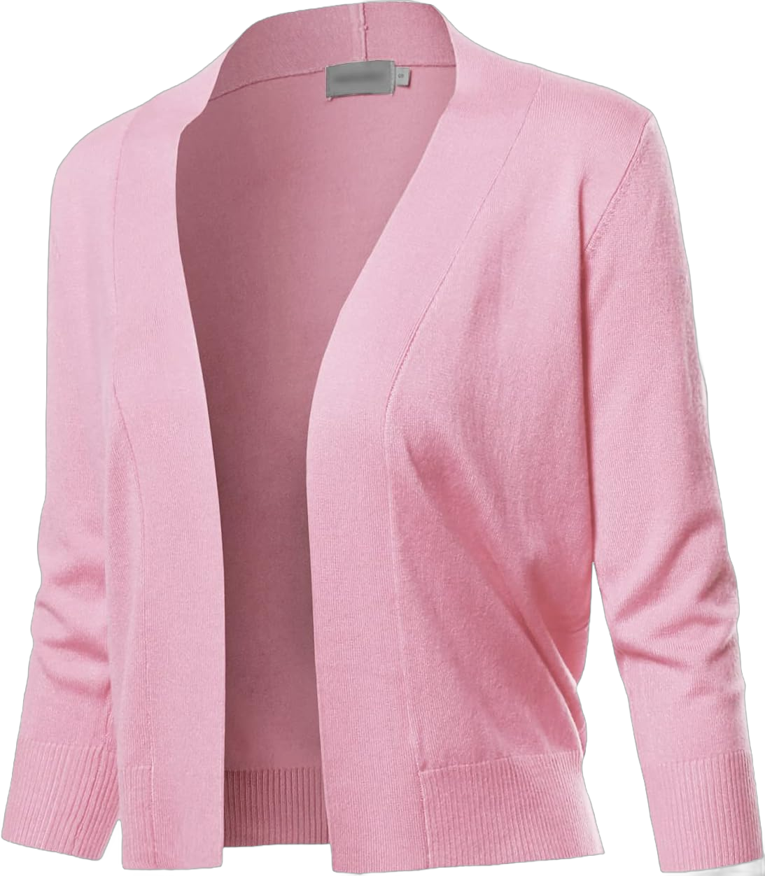 Women's Solid Open Front Soft Stretch 3/4 Sleeve Layer Short Cardigan Medium Fewcat0007 Baby Pink