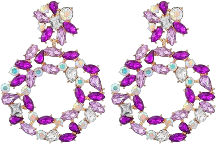 Denifery Purple Crystal Rhinestone Dangle Earrings Tassel Earrings C Shaped Earrings Chandelier Drop Earring Evening Prom Pageant Earrings for Women (Style 4)