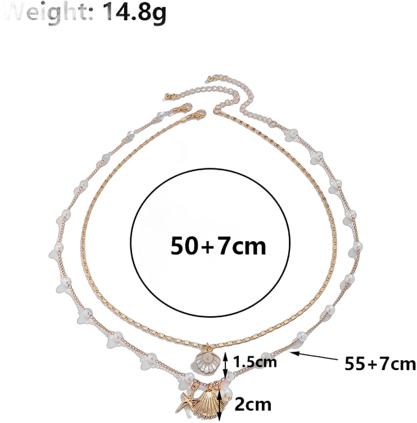 Pearl Shell Pendant Layered Necklace,Charming Dainty White Bead Stacking Choker,Aesthetic Holiday Accessories Jewelry for Women