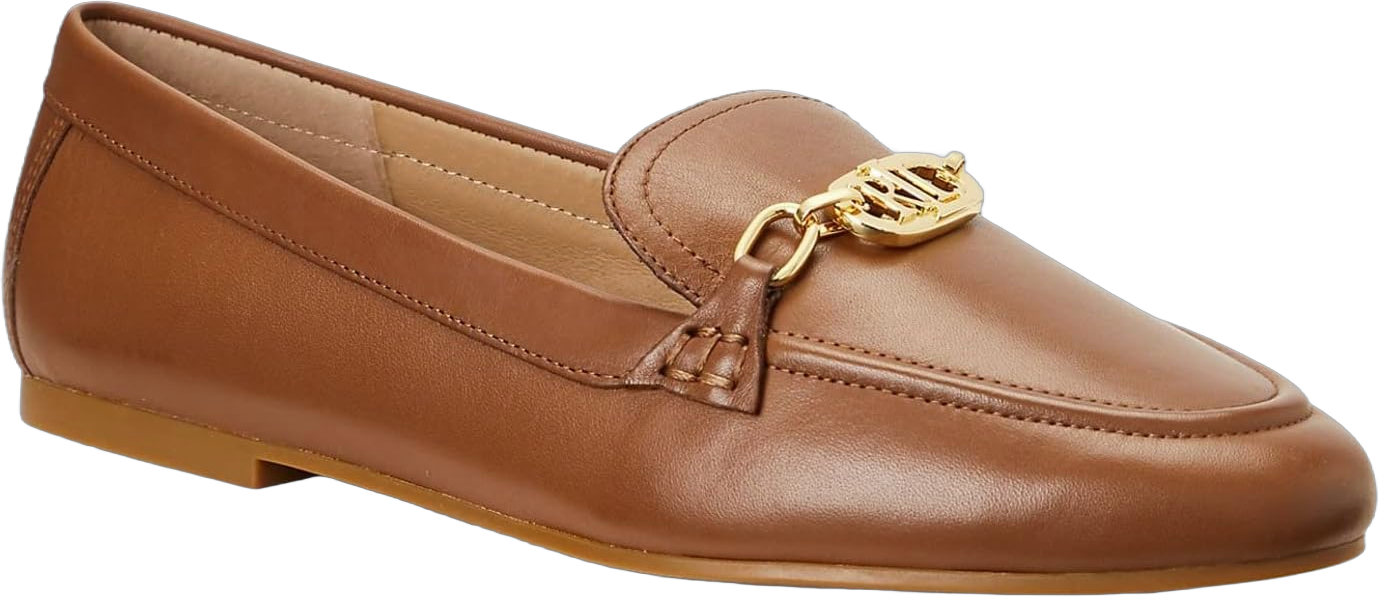 Lauren Ralph Lauren Womens Averi Nappa Leather Loafer 7.5 Deep Saddle Tan