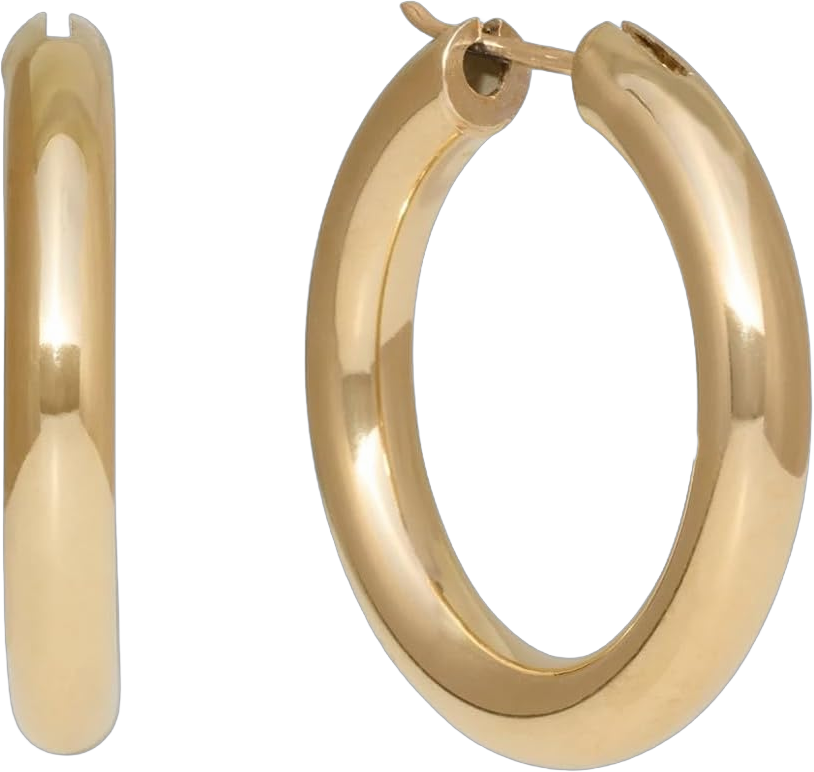 AWE Inspired Chubby Gold Hoop Earrings - 25MM Chunky Gold Hoop Earrings - Thick Gold Hoop Earrings for Women - 14K Yellow Gold Vermeil