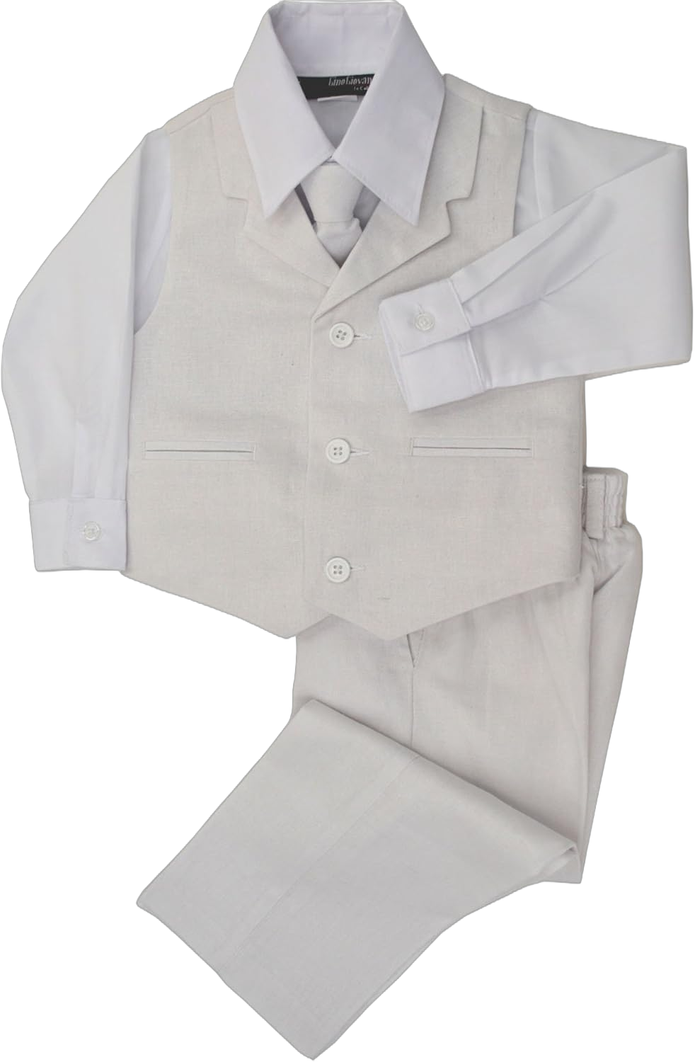 Gino Giovanni Boys Summer Linen Blend Suit Vest Dresswear Set 6 White