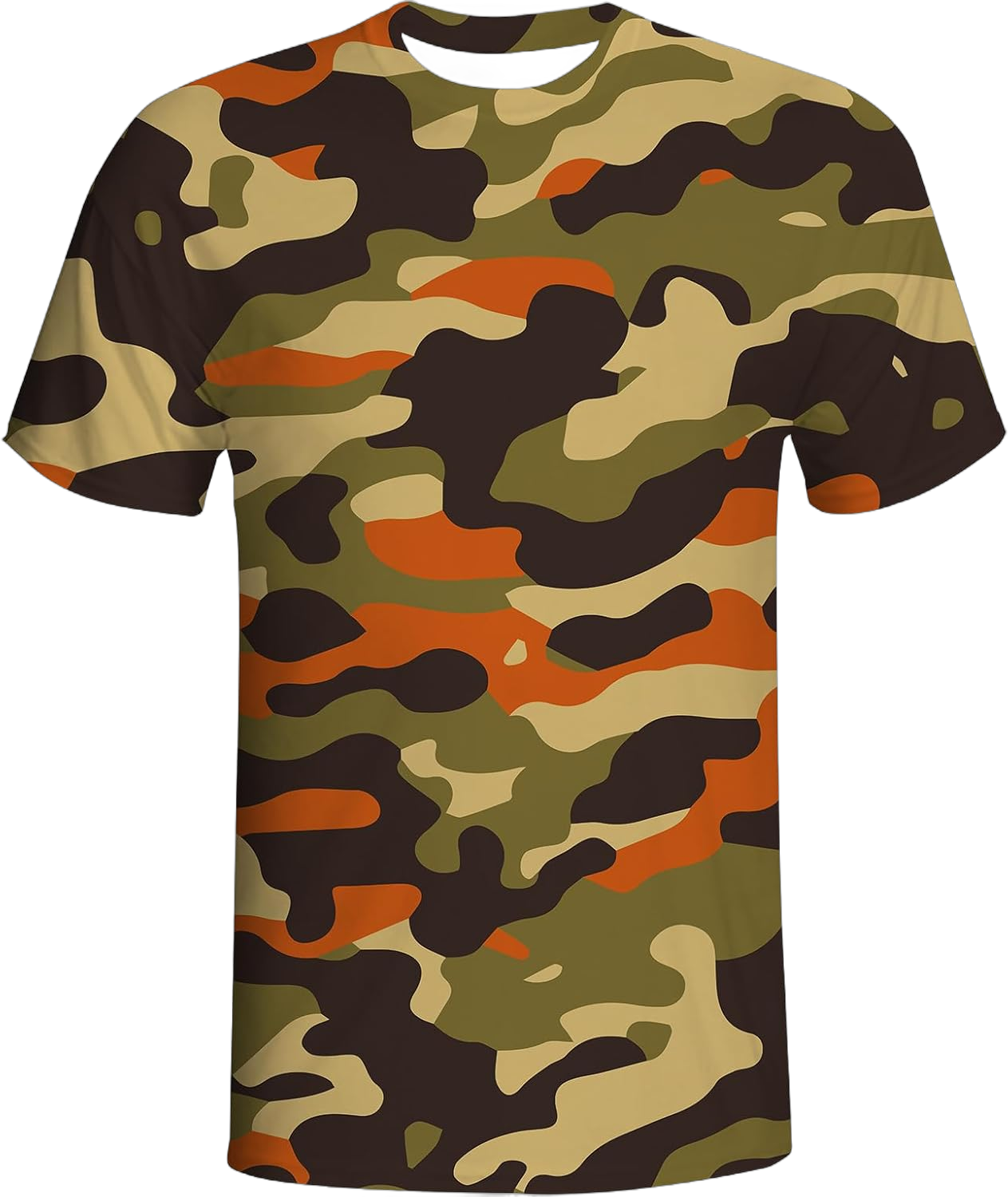 Boys Girls 3D Graphic Shirts Cool Crewneck T-Shirt Unisex Short Sleeve Top Tees 6-16 Years XX-Large Camouflage