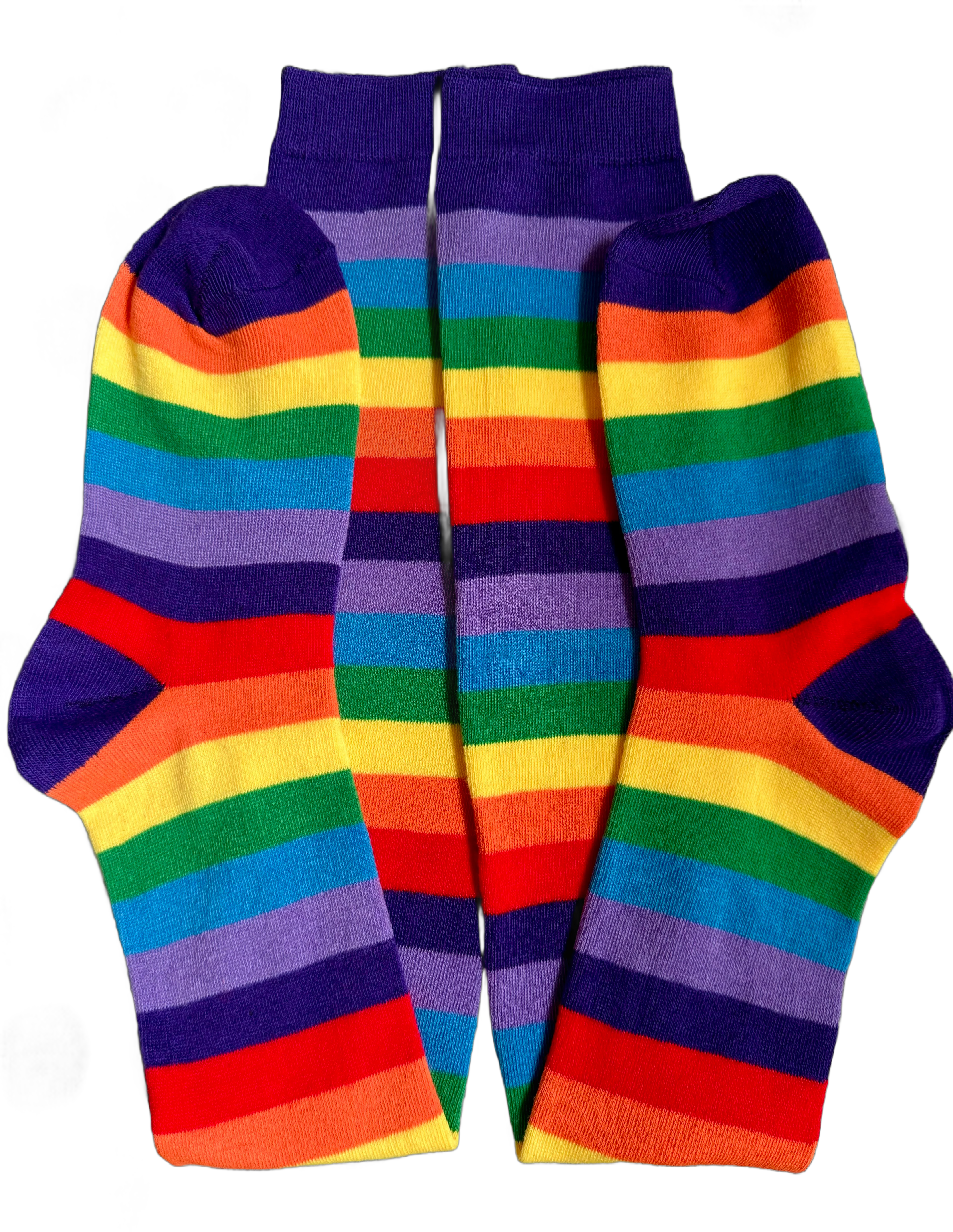 Team Purple Rainbow Stripes Unisex Adult Thigh High Socks