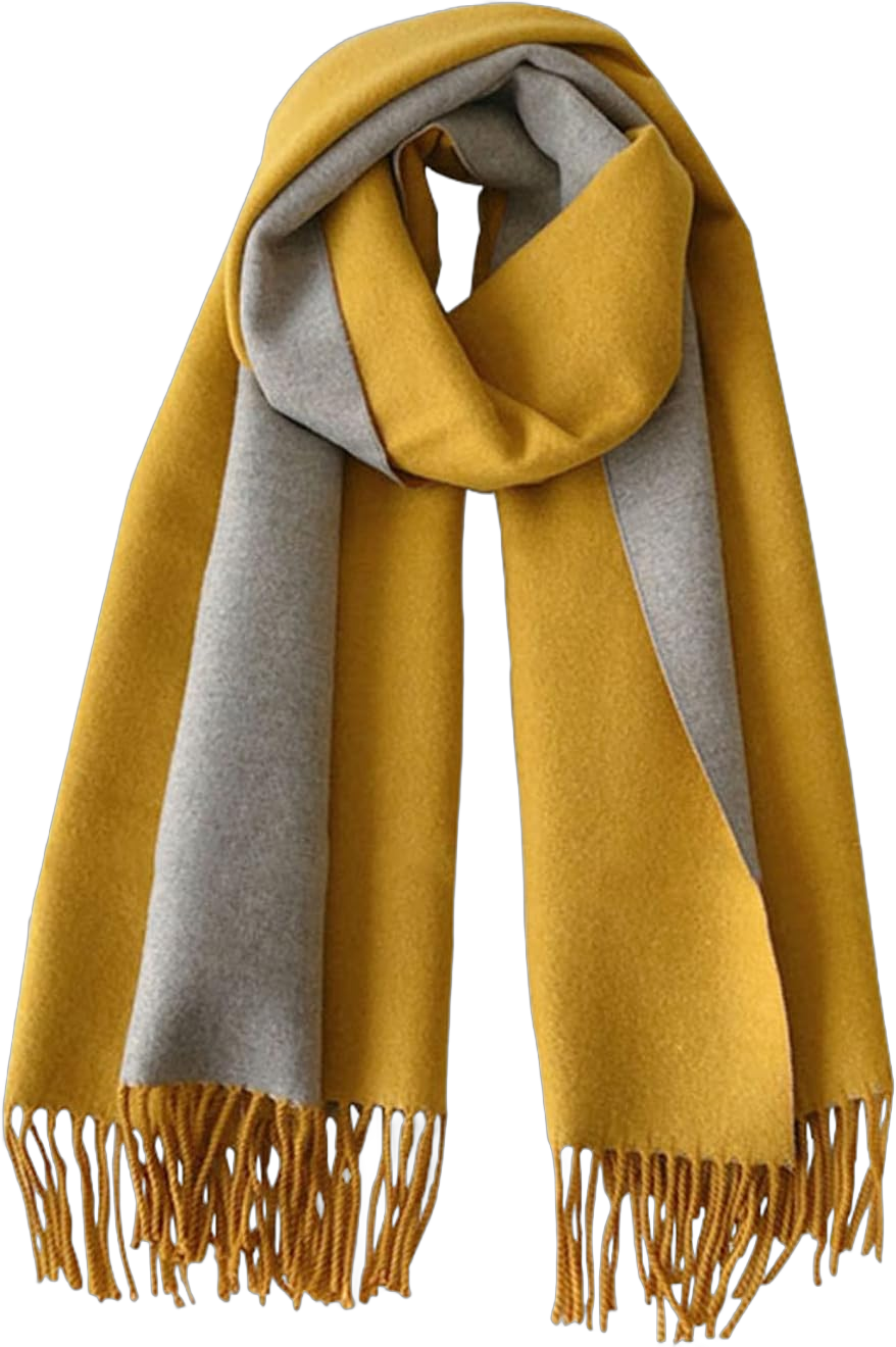 PFLife Cashmere Scarf for Women Wool Scarf Christmas Gift Box Double-sided Style Tassels Winter Thick Oversized Scarves Wraps Yellow