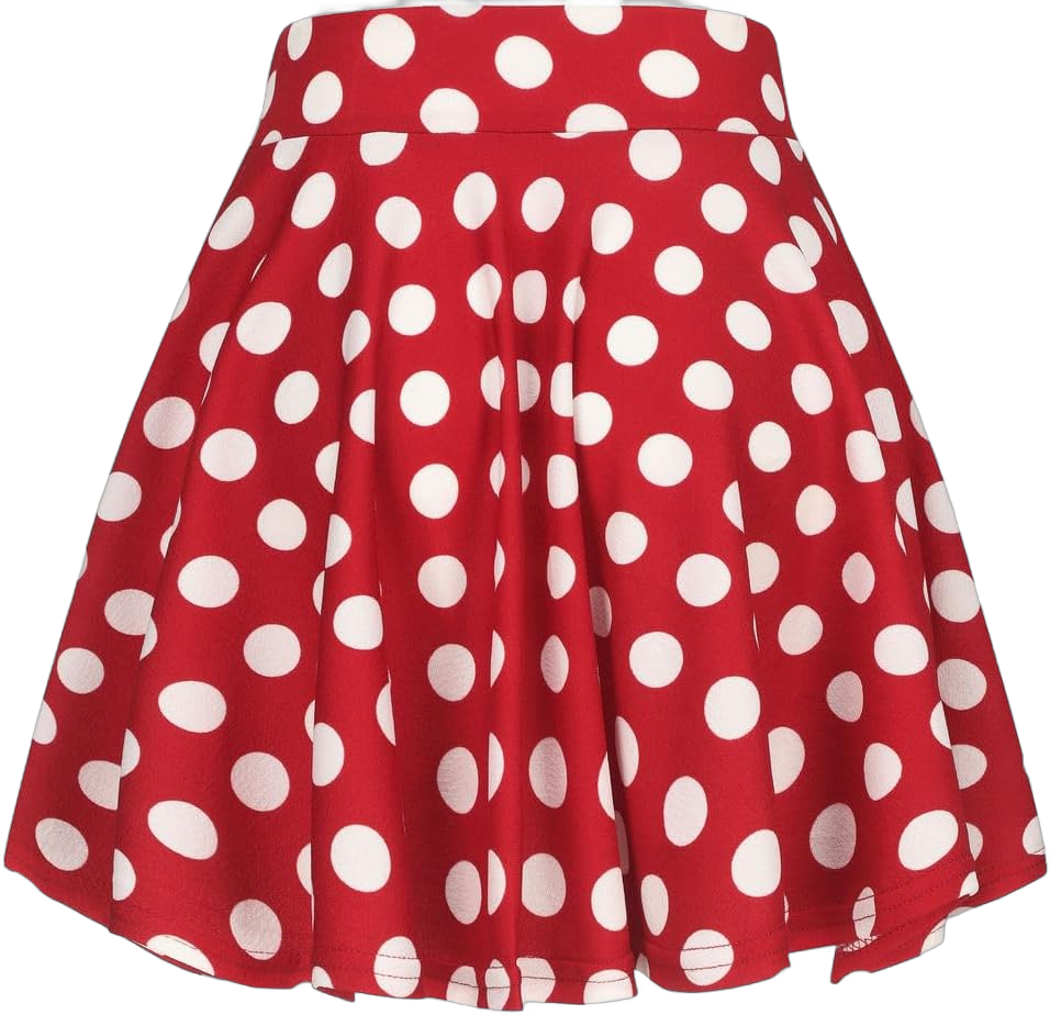 Women's Summer High Waisted Skirts Tummy Control Pleated Athletic Skirts Mini Dress Small Polka Dots Red