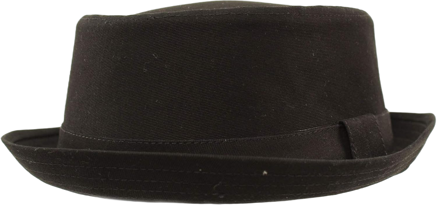 Men's Everyday Cotton All Season Porkpie Boater Derby Fedora Sun Hat Small-Medium Black