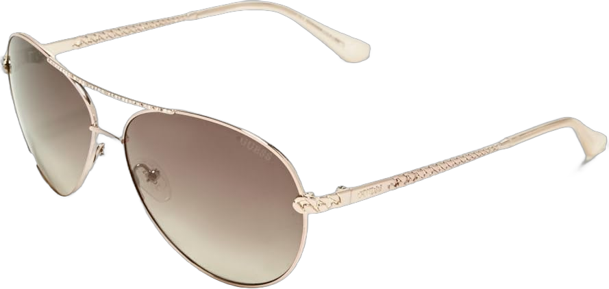 GUESS Women's Gu7470-s Aviator Sunglasses Shiny Rose Gold & Gradient Brown 60 Millimeters