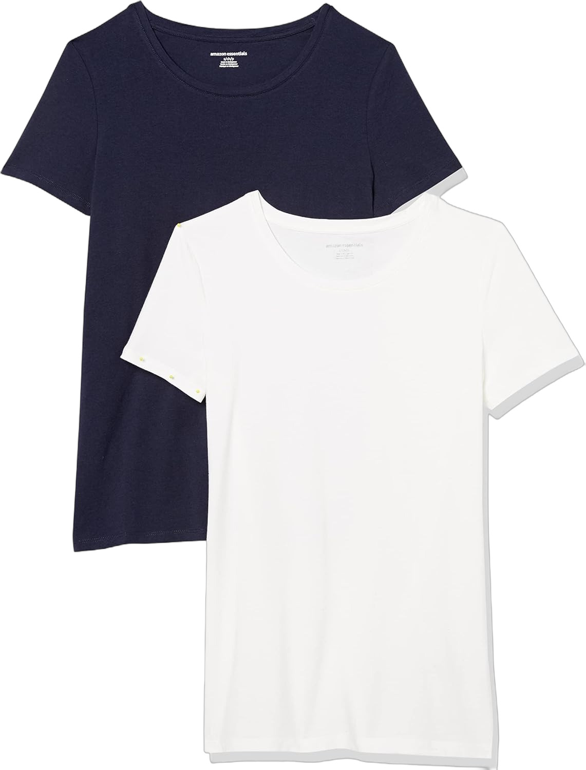 Amazon Essentials Women's Classic-Fit Short-Sleeve Crewneck T-Shirt, Multipacks 2 Navy/White Large