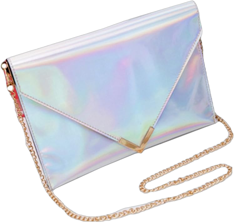 Monique Women Colorful Holographic Evening Clutch Envelope Handbag Small Chain Cross-body Bag Shoulder Bag 167 Silver