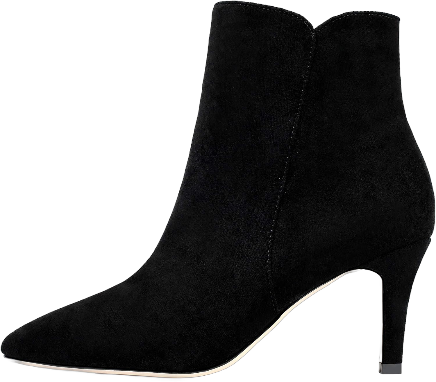 Mettesally Women's High Heel Ankle Boots Pointed Toe Trendy Zipper Booties Winter Office Dress Shoes 7.5 Black Suede