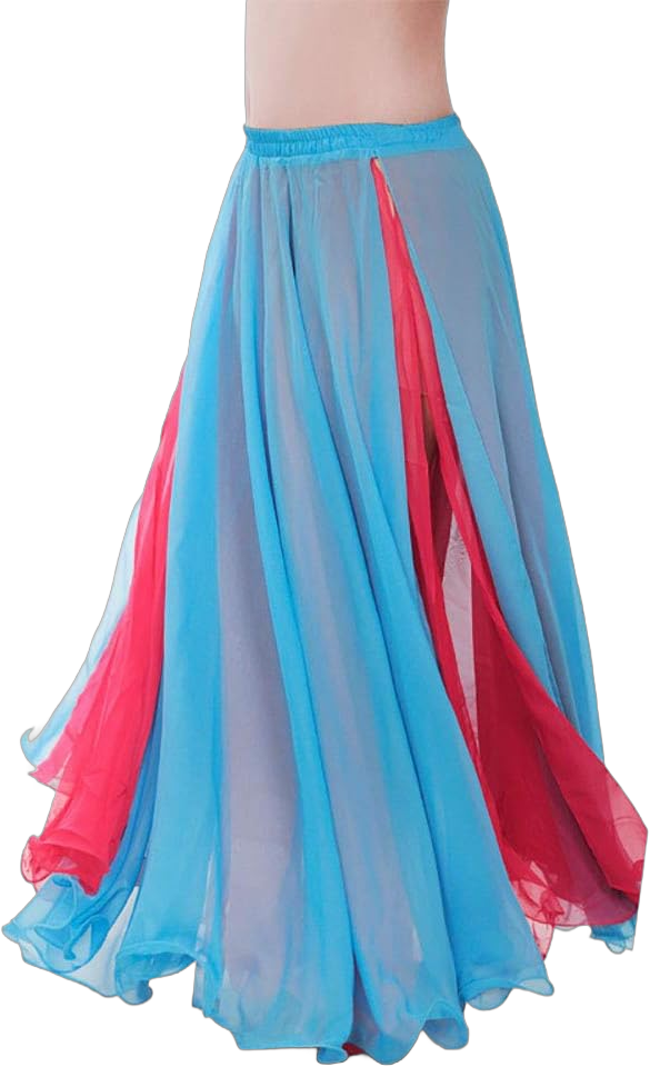 ROYAL SMEELA Chiffon Fairy Belly Dance Skirt Women Belly Dancing Costume Tribal Belly Dance Dress High Split, 10 Colors One Size Light Blue