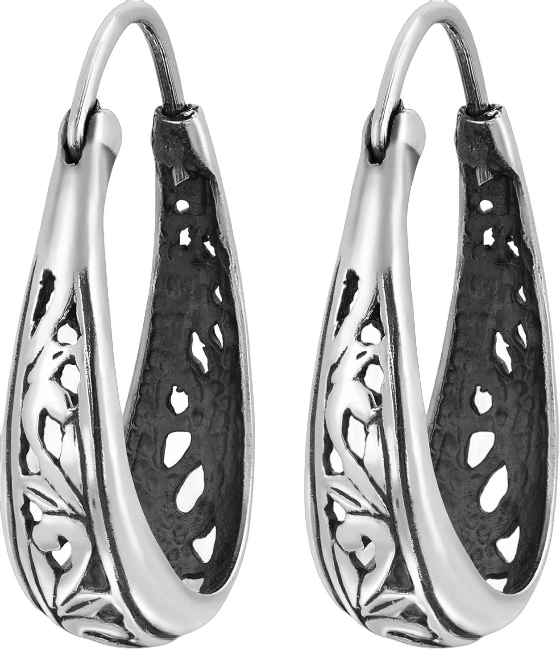 AeraVida Vintage Balinese Swirls Basket 25mm Bali Hoop .925 Sterling Silver Boho Earrings, Sterling Silver Hoop Earrings, Earrings for Women, Hoop Earrings Set