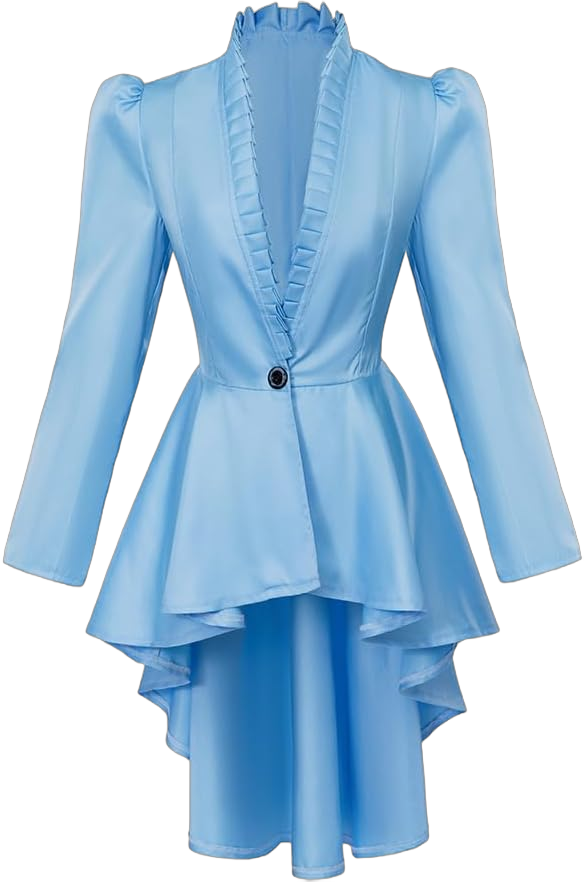 Saniplaycos Women's Steampunk Victorian Jacket Coat Medieval Vintage Gothic Tailcoat Long Sleeve Tuxedo Shirt X-Large Light Blue