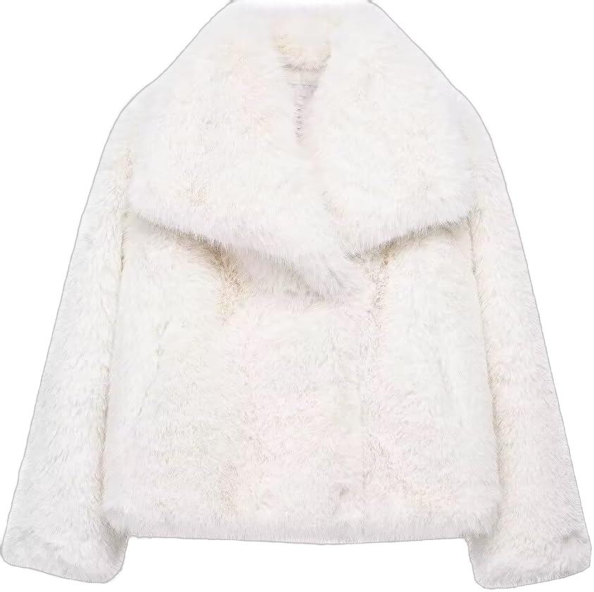 yoeasy Women Fluffy Faux Fur Coat Winter Warm Shaggy Casual Oversized Lapel Parka Jackets Warm Fuzzy Outerwear White Small