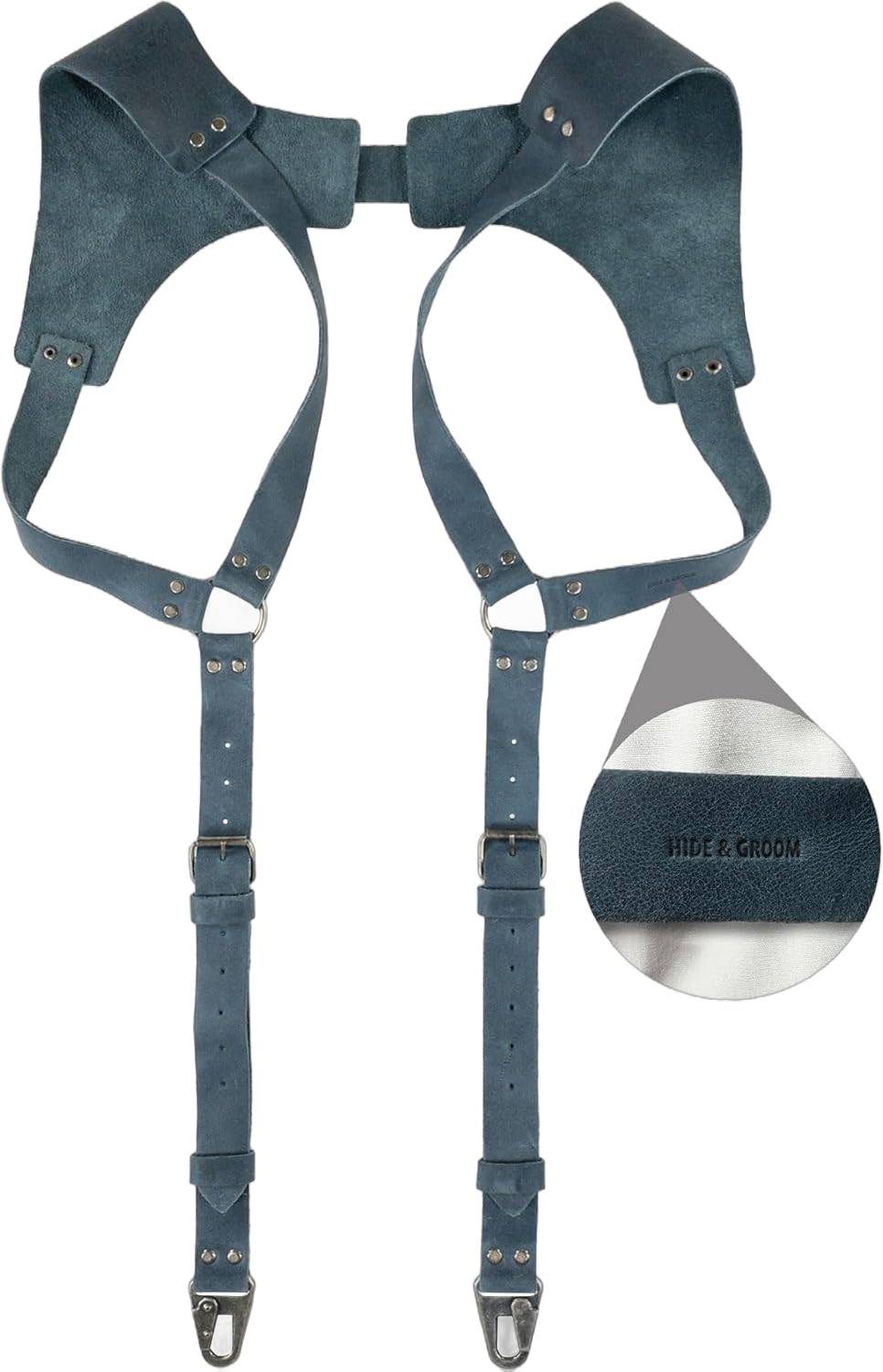 Hide & Groom, Leather Renaissance Suspenders, Vintage Men's Back Support Harness, Metal Hooks for Men, Steampunk, Handmade