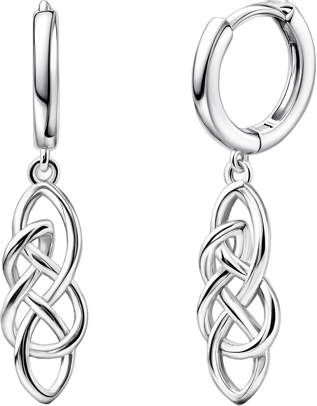 Celtic Knot Earrings for Women - Sterling Silver Hoop Earrings for Women Trendy Hypoallergenic Long Loop Earrings with Dangling Charm for Sensitive Ears Classic Fashion Huggie Earrings Gifts