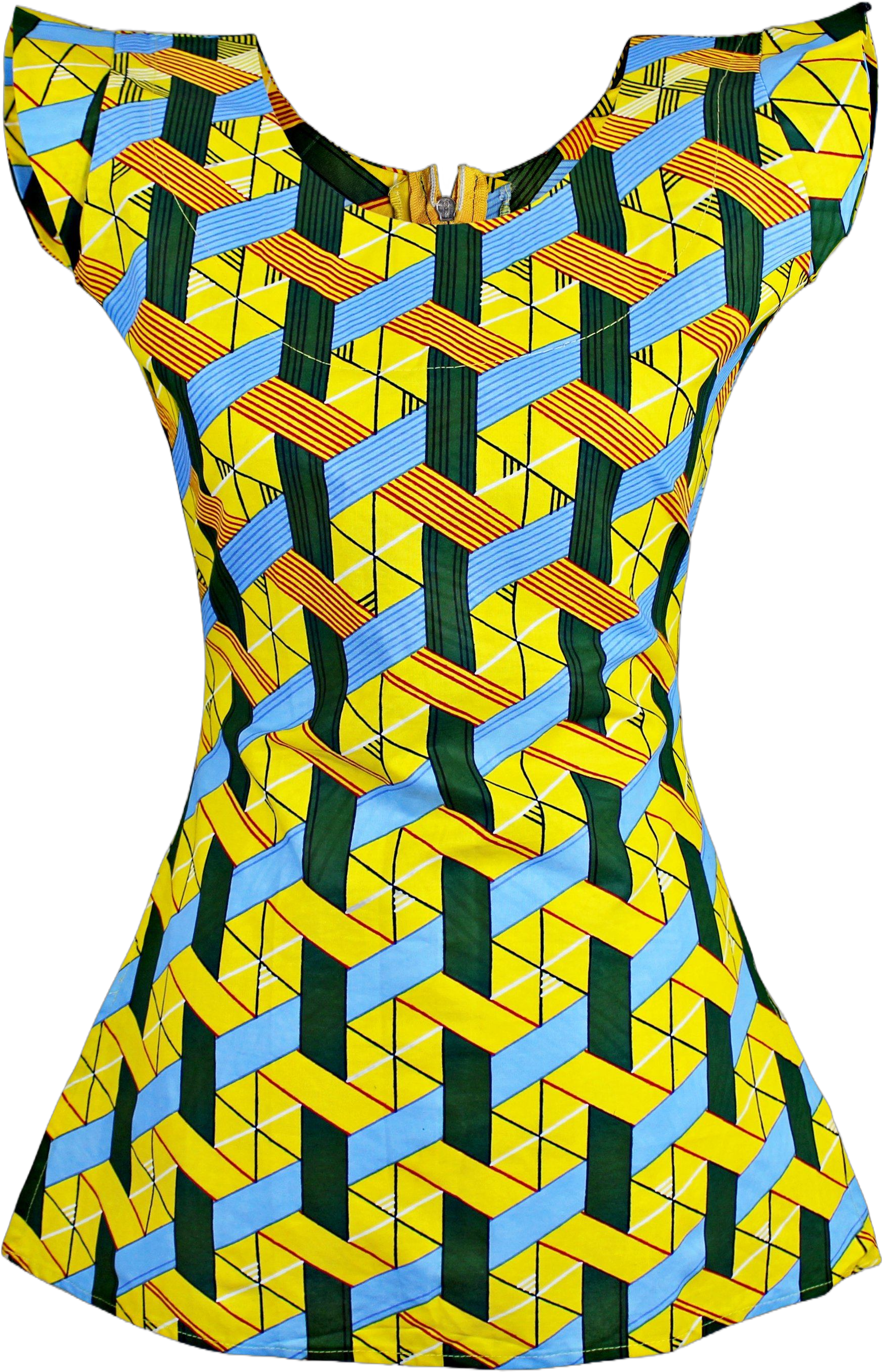 African Print Duba Women's Tank Top - Yellow / Green