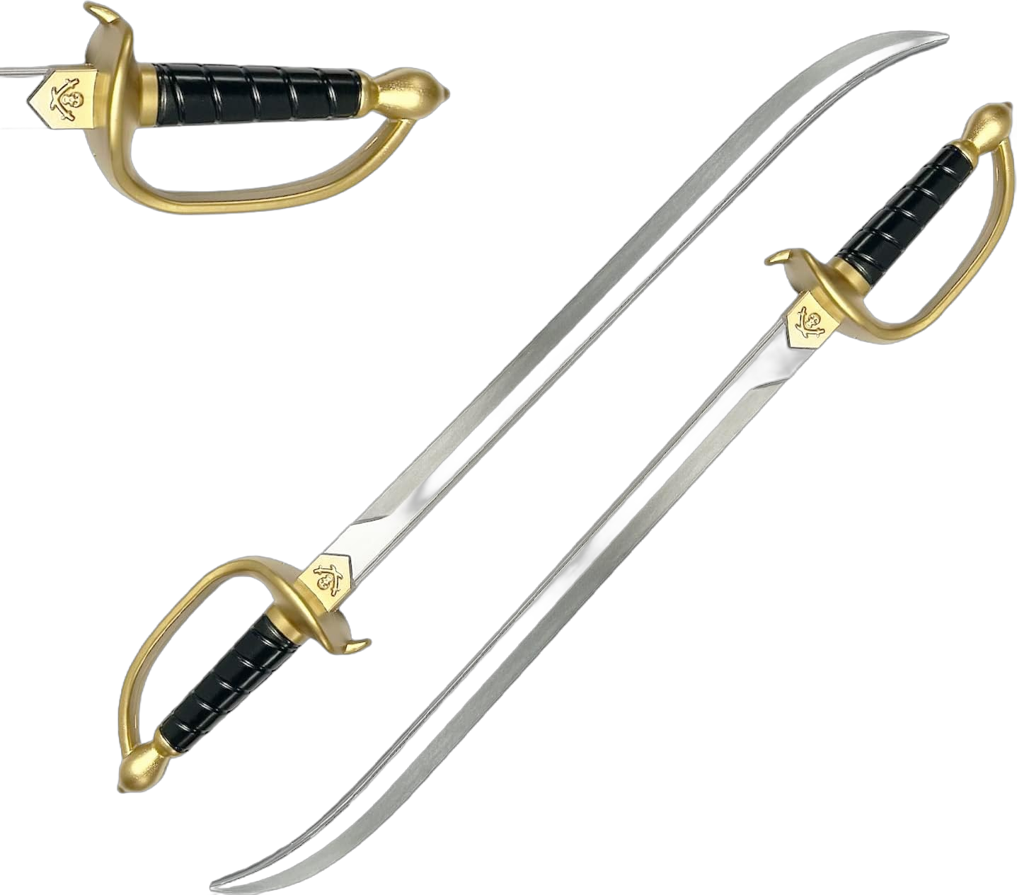 Set of Two 30-Inch Foam Pirate Cutlass Swords - Perfect for Cosplay, Roleplaying, and Halloween Costume Props. Safe and Durable Training Swords for Kids and Adults (2)