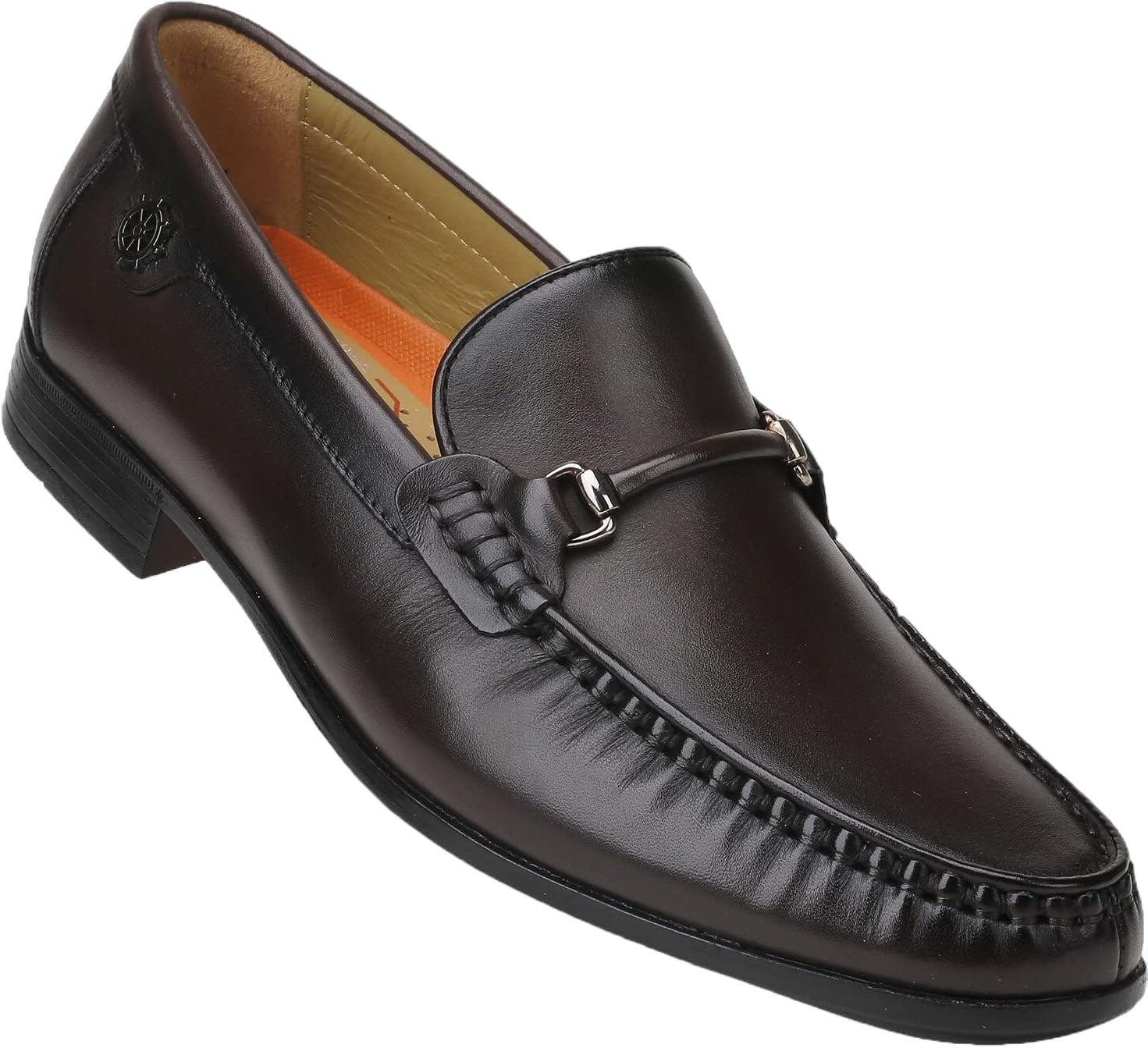 Leather Dress Shoes for Men, Luxury Classic Moc-Toe Penny Shoes Bit Slip-on Loafer for Mens 7 Brown