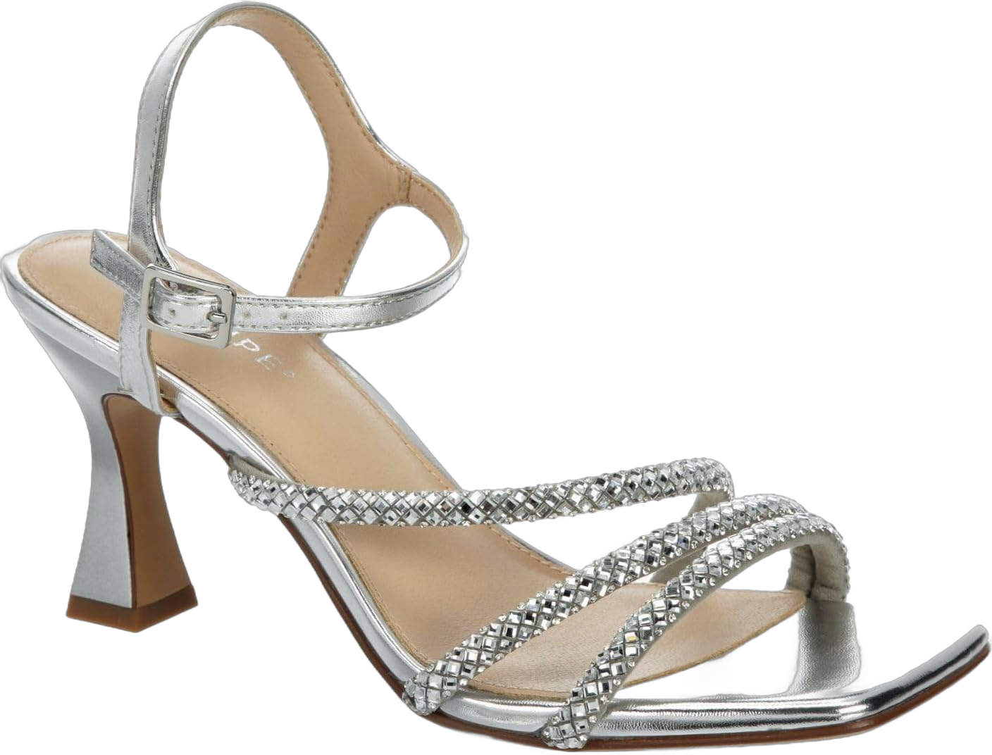 Maripe Nadia - Women's Open Toe Strappy Slingback Kitten Heel Dressy Sandals 8 Silver