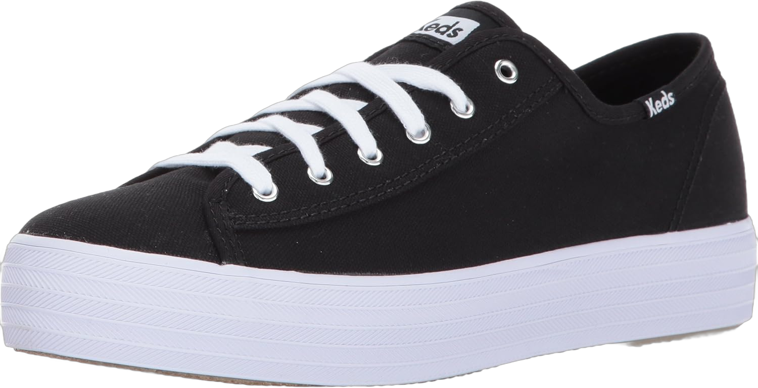 Keds Women's Triple Kick Canvas Sneaker 11 Medium Black Canvas