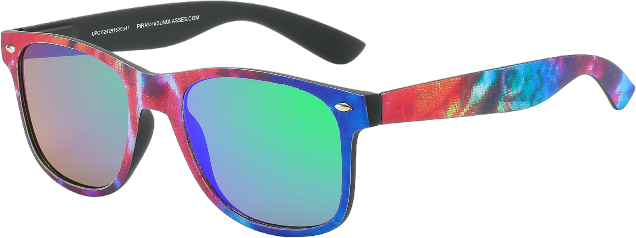 Piranha Eyewear Digital Square Tie Dye Party Sunglasses with Green Mirror Lens - Unisex