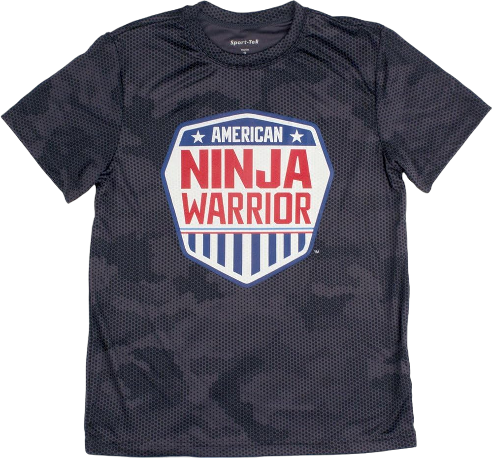 American Ninja Warrior Kids Camo Short Sleeve Performance T-Shirt Small Gray