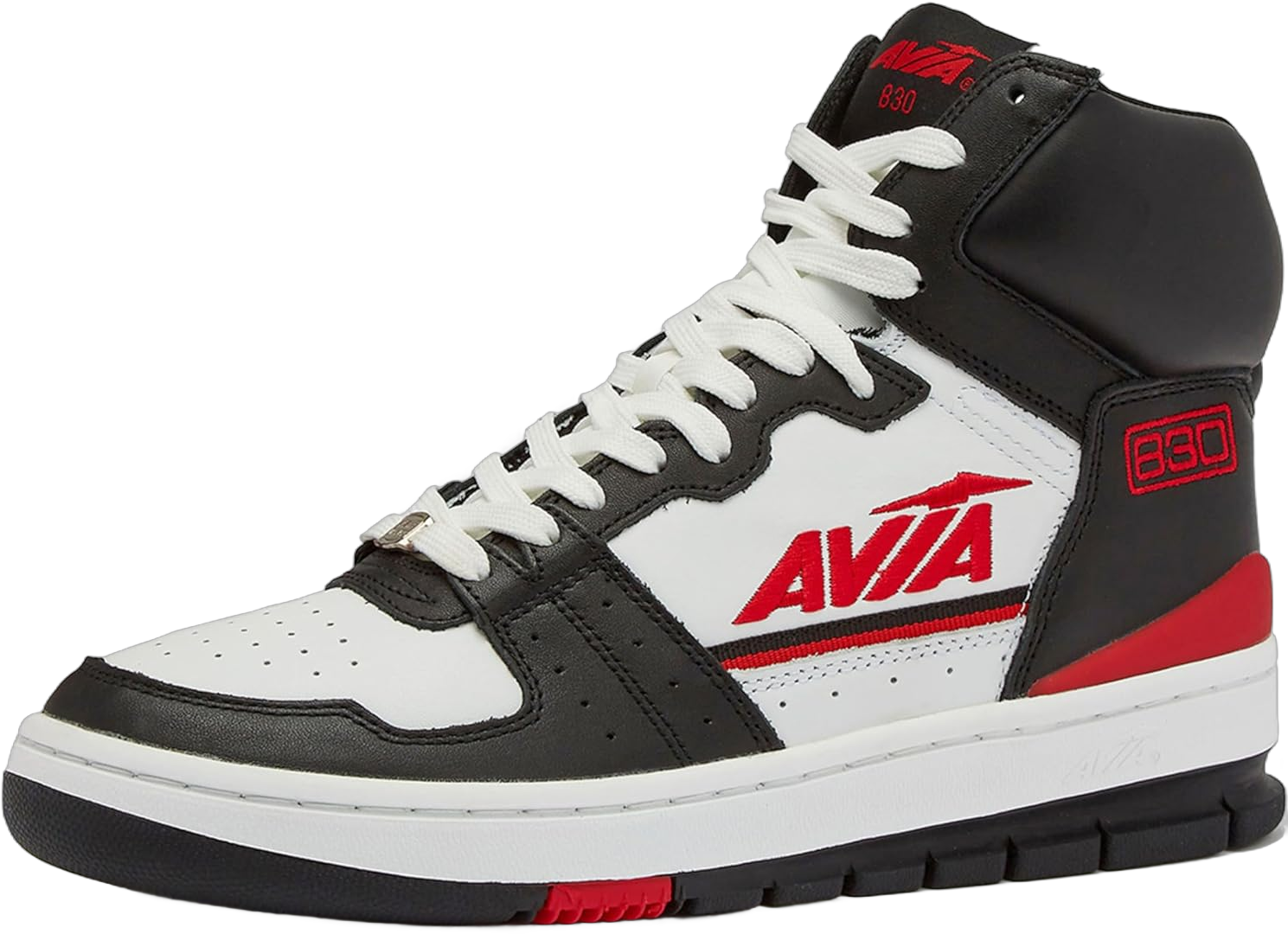 Avia 830 Men's Basketball Shoes, Retro High Top Sneakers for Men Indoor or Outdoor, Street or Court Size 7 to 16 12 Women/10.5 Men Black/Red/White