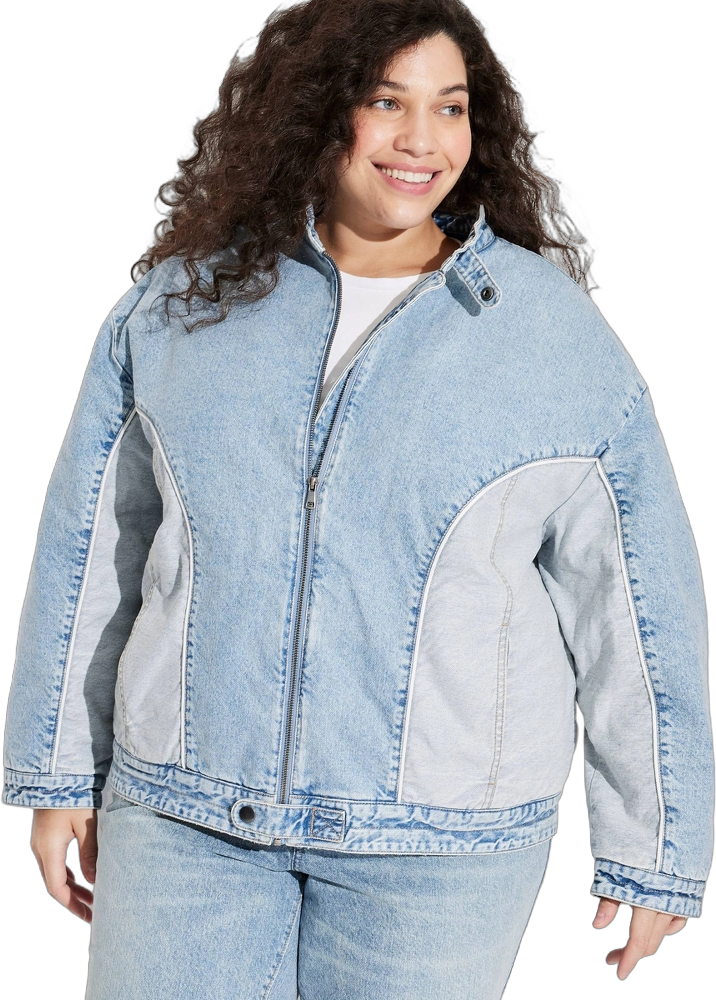 Women&#39;s Denim Bomber Jacket - Wild Fable&#8482; Blue Denim 1X