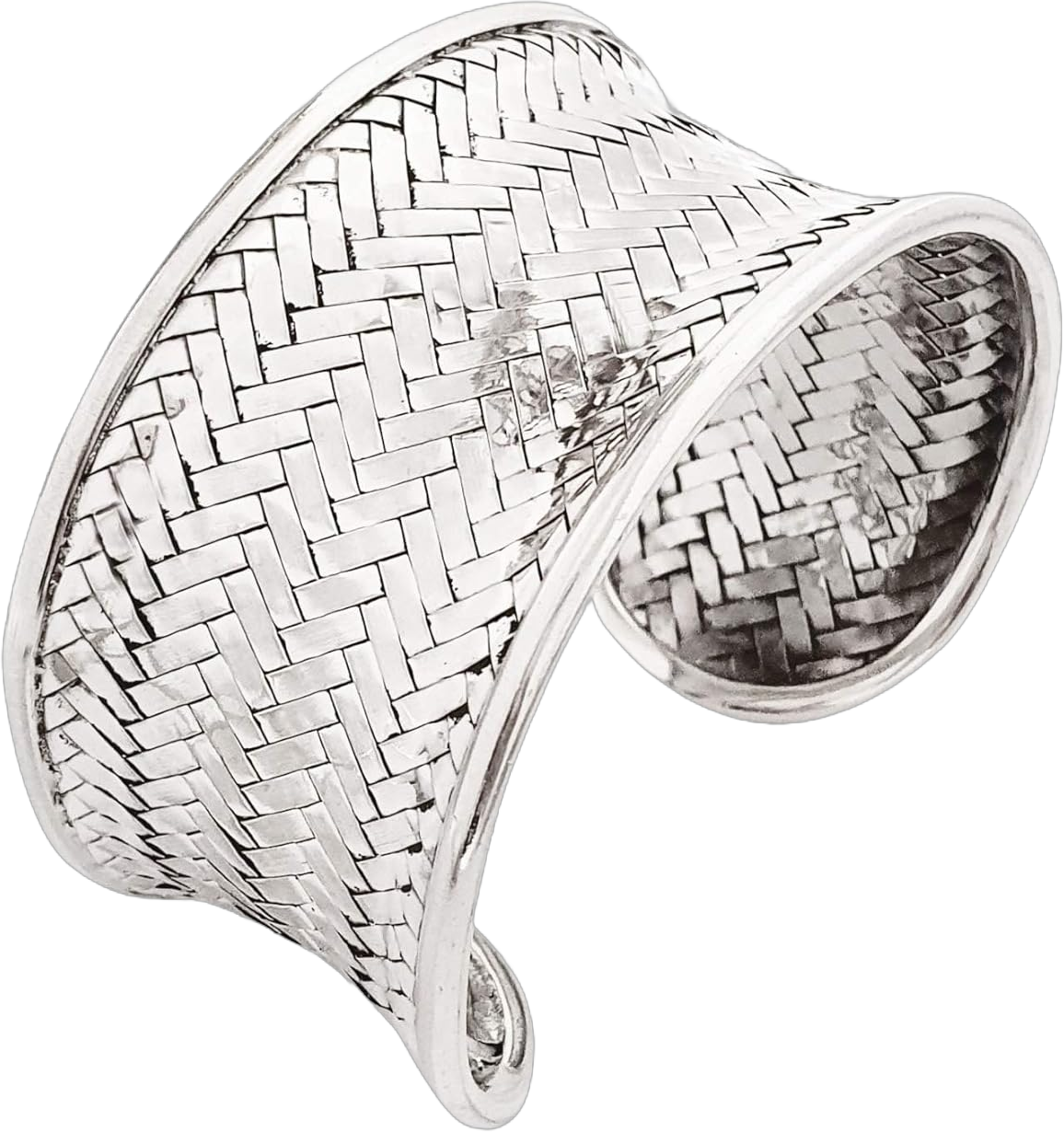 Chunky Statement 925 Sterling Silver Cuff Bangle Bracelet for Women - 32mm Woven Braided Cuff - Ideal gift for her