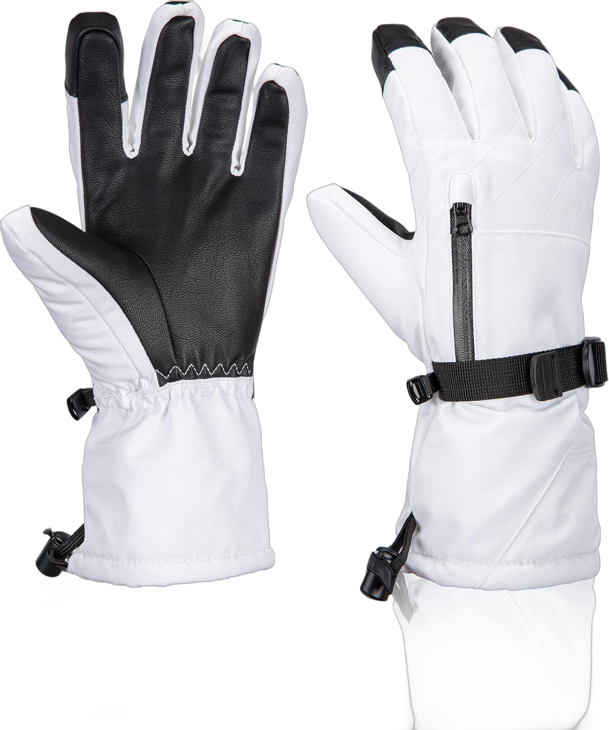 Best Season Winter Ski & Snow Gloves - Waterproof & Windproof 3M Snowboard Insulation - 6 Layers to Keep Warm - Touchscreen Breathable with Wrist for Women Men Climbing Outdoor Sports White Large