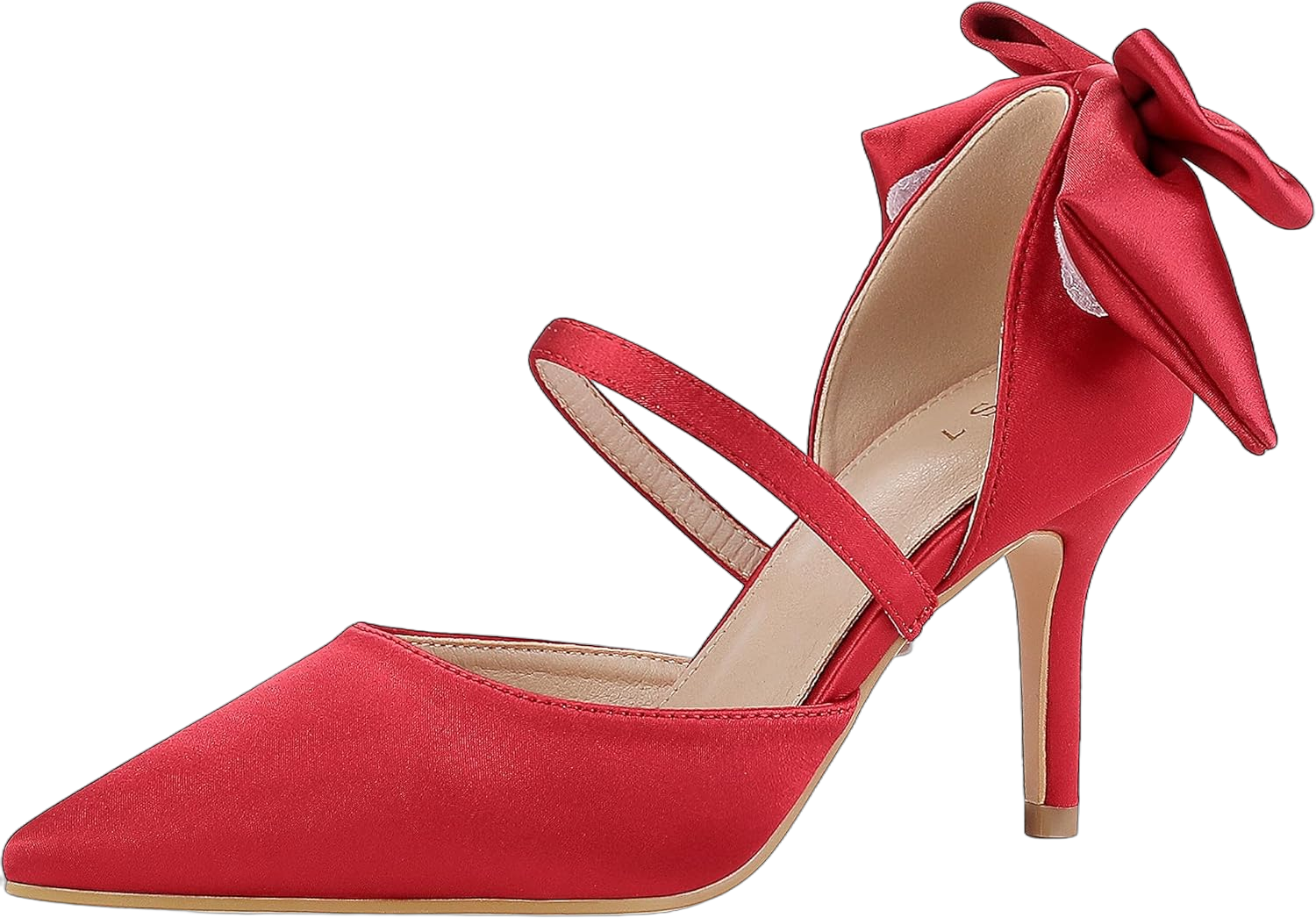 Allegra K Women's Pointed Toe Bow Satin Stiletto Heels Pumps 9 Red