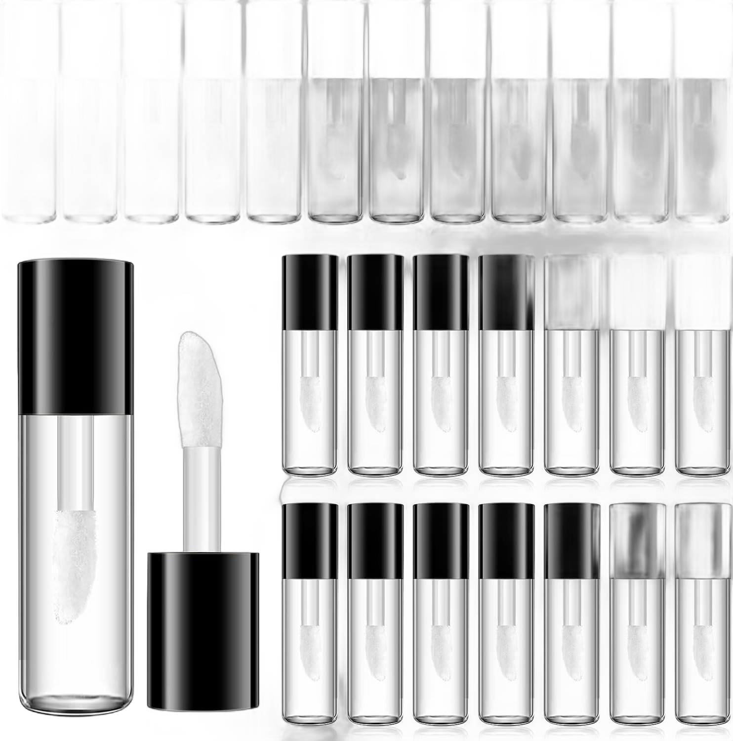 26 Pcs Empty Lip Gloss Container with Wand 1.2 ml Clear Mini Lip Gloss Tube Empty Lip Balm Bottles Plastic Clear Lipstick Tubes Refillable Transparent Lipstick Containers for Women