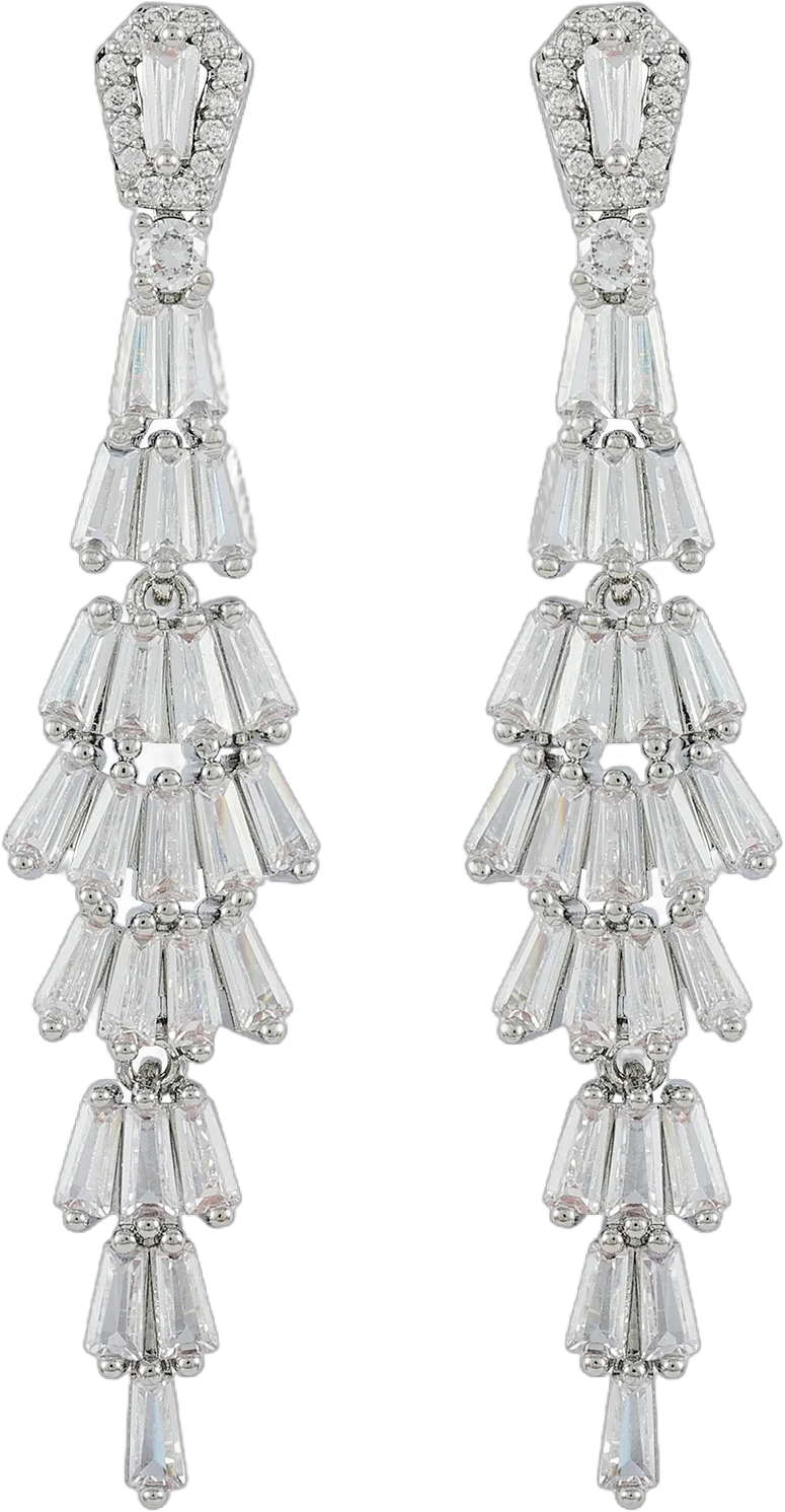 Believe by Brilliance Believe in Brilliance Women's AAA Cubic Zirconia Chandelier Earrings in Fine Silver Plate.