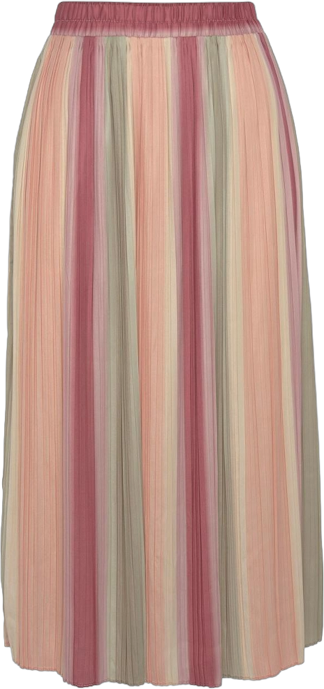 LASCANA Women's Striped Pleated Midi Skirt Stripe Multi 12