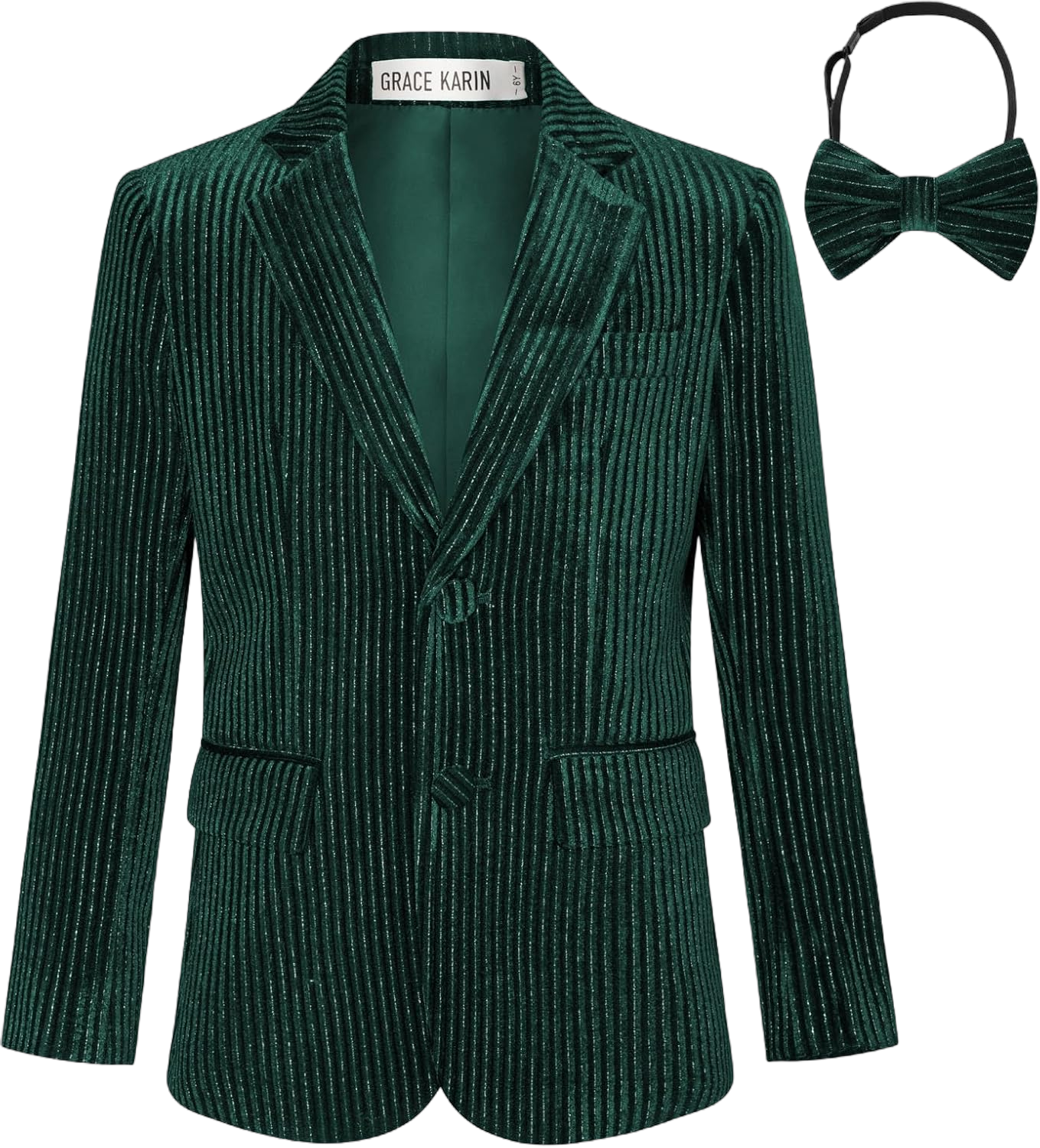 GRACE KARIN Boys Velvet Blazers Slim Fit Suit Jacket Formal Blazer for Party Prom（5-12Y） 8 Years Green