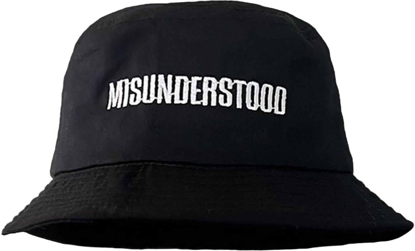 Emboridered Misunderstood Black Bucket Hat, One Size Fits All, Unisex Beach Sun Hat