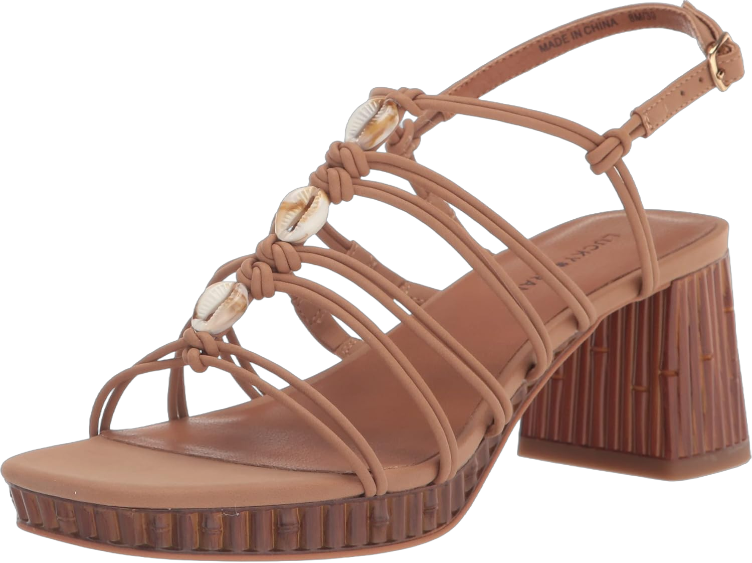 Lucky Brand Women's Bassie Strappy High Heel Sandal Heeled 5.5 Tan