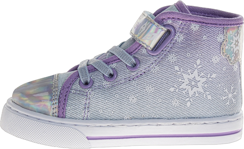 Disney Frozen Anna and Elsa High Top Canvas Sneakers. (Toddler/Little Kids)Light Blue/Lilac, Size: 8