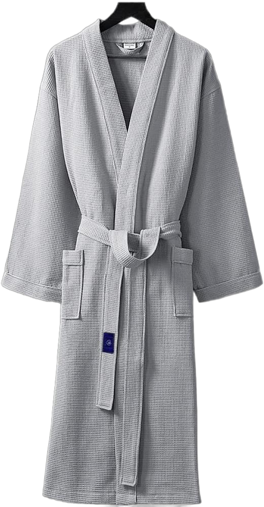 Luxury Waffle Robes Men and Women After Hot Tub Cotton Terry Cloth Spa Bathrobes Unisex for Couples Lightweight Holiday Hotel Pajamas Snuggle Sleepwear Soft (Color : Business Gray, Size : XL-122cm)