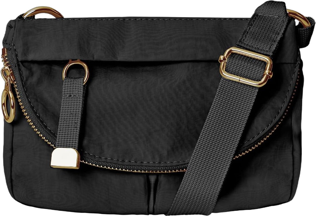 Crossbody Bag for Women, All Night Festival Bag Adjustable Strap Purse Nylon Handbags for Travel Work Casual Outdoor Micro 1.5L Capacity Micro - Black Gold