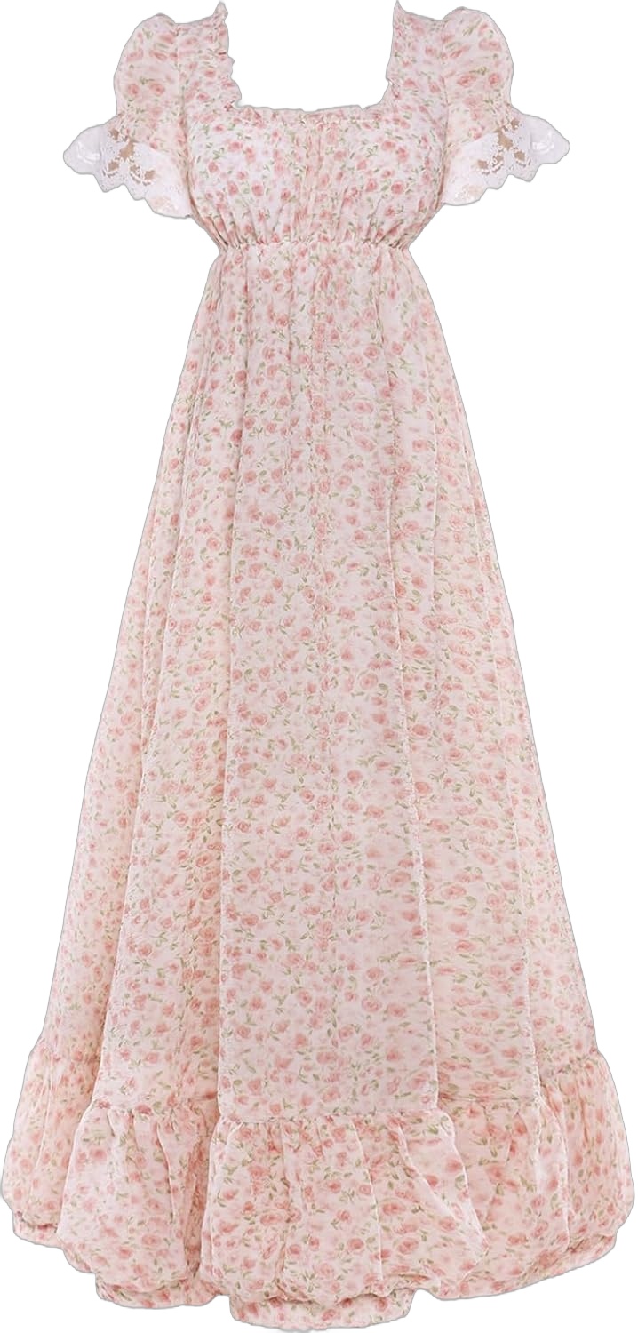 Regency Dresses for Women Victorian Puff Sleeve Empire Waist Dress Small Light Pink