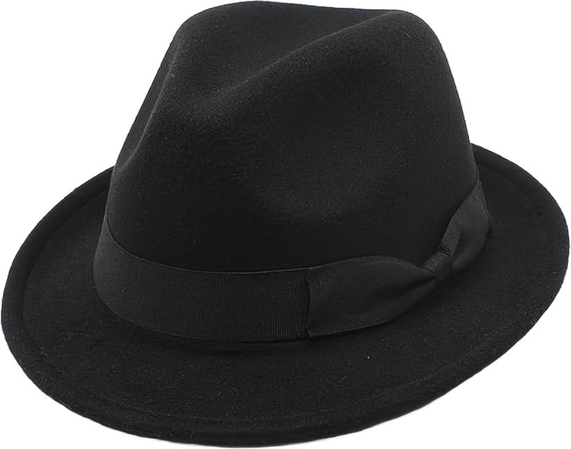 Mens Manhattan Fedora Hat Felt Trilby Fedora Hat Short Brim Fedora Hat(Black)