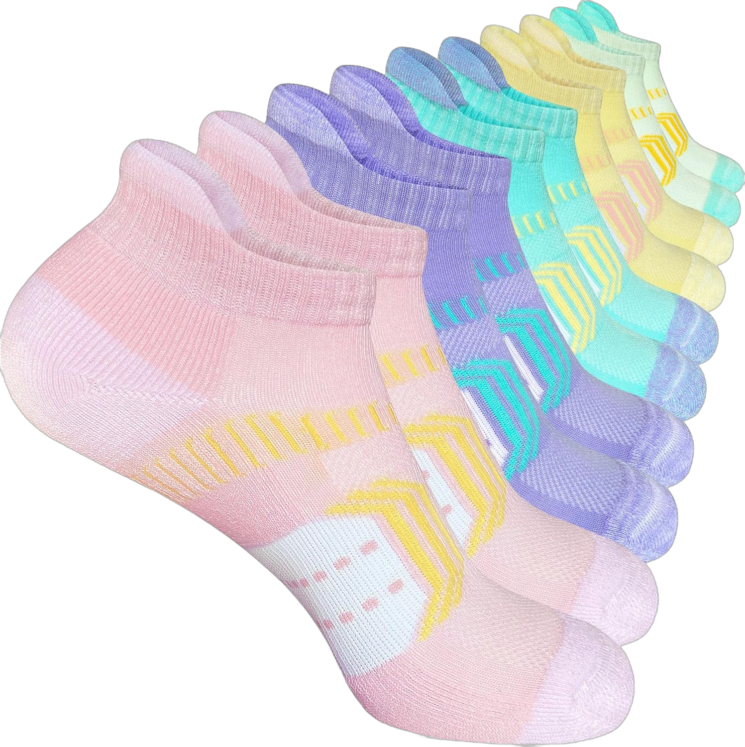 Womens Athletic Cushioned Anti-Blister Comfort Running Ankle Socks 5 Pairs 6-9 Colorful 5 Pairs