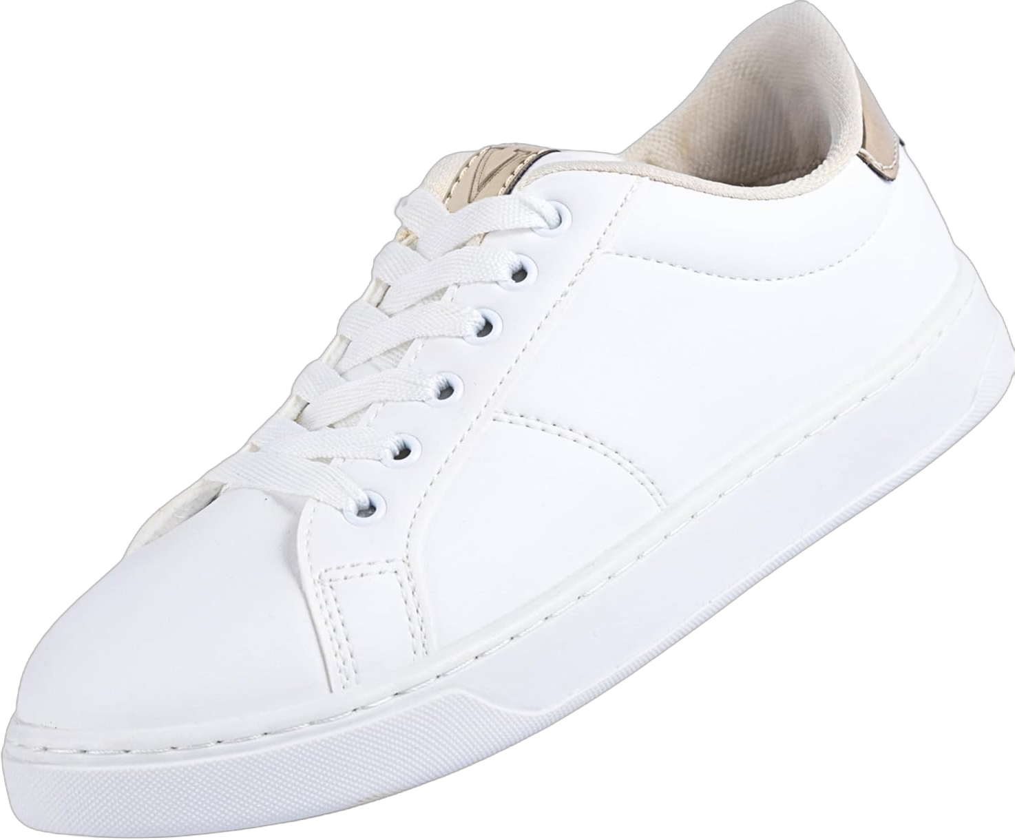 White Sneakers for Women with Comfortable Memory Foam Insoles, Easy to Clean and Durable Synthetic Leather, Versatile for Casual, Business, or Travel, Stylish and Vegan-Friendly Footwear