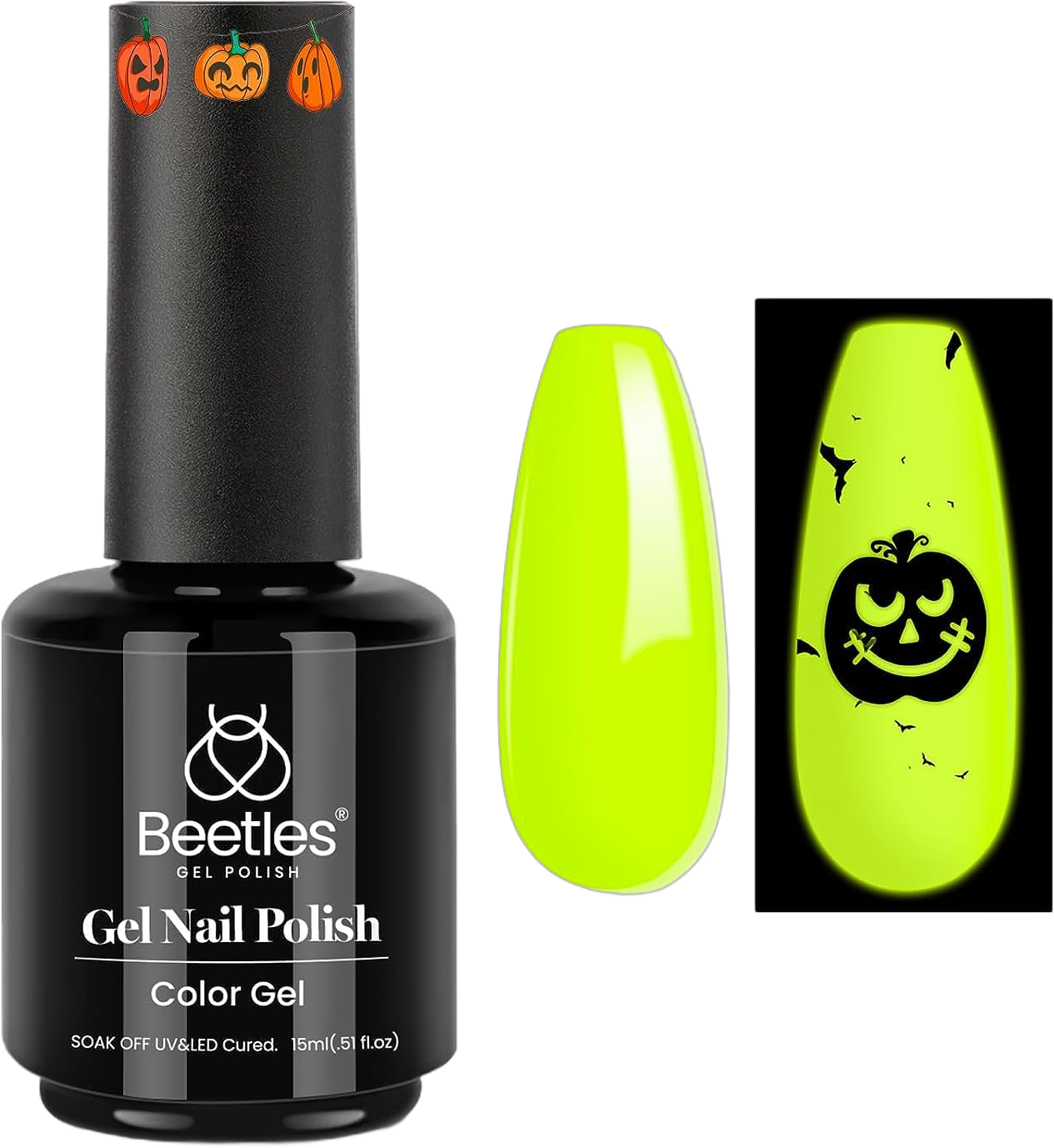 Beetles Gel Nail Polish, Glow in the Dark Green Nail Polish Luminous Yellow Noctilucent Green Solid Color Soak Off U v LED Lamp DIY Manicure Salon at Home Gift for Women -Size: 15 ml/Each 0-0-Shadow of the Moon 0.25 Fl Oz (Pack of 1)